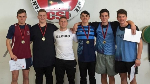 Photo of Nelson College's novice weightlifters