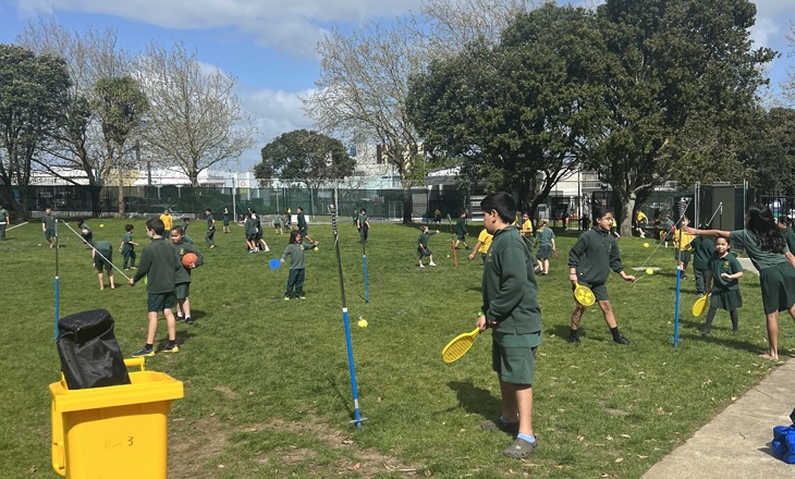 Kids playing on a field
