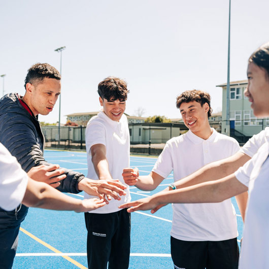 Group huddle before a match