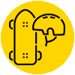 Skateboard and helmet icon