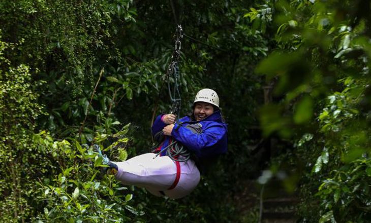 Rangatahi doing a tree swing