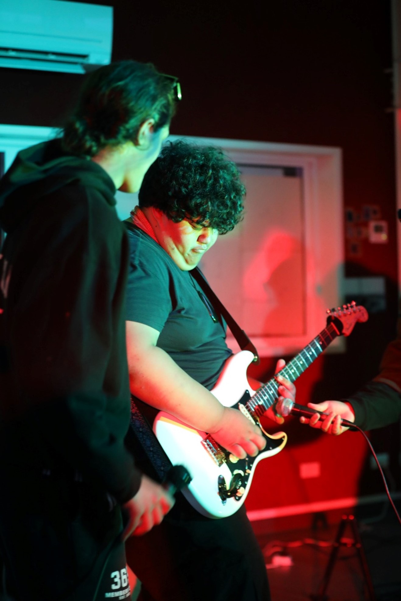 Two people playing in a band