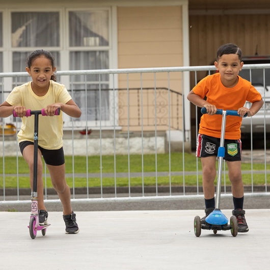 Kids riding on scooters