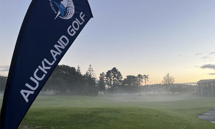 Auckland Golf flag flying at a golf course